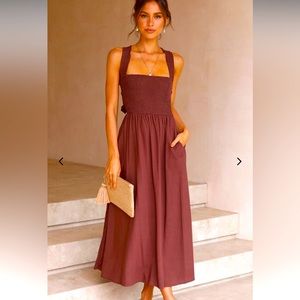 Smocked top tie back dress ( w pockets !)